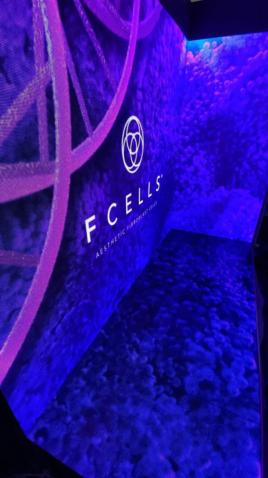 Contenu visuel réparti entre le sol LED et les murs environnants